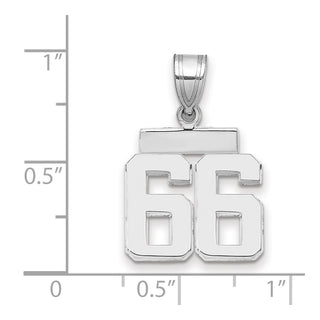 14k White Gold Small Polished Number 66 Pendant