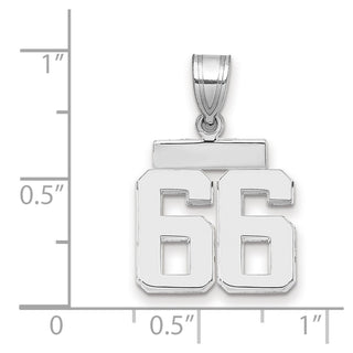 14k White Gold Small Polished Number 66 Charm