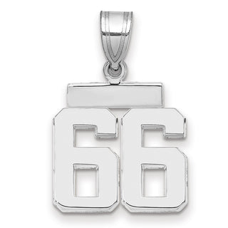 14k White Gold Small Polished Number 66 Pendant