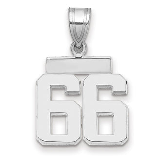 14k White Gold Small Polished Number 66 Charm