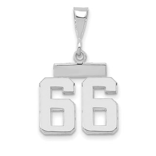 14k White Gold Small Polished Number 66 Pendant
