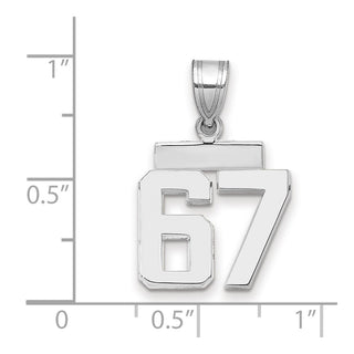 14k White Gold Small Polished Number 67 Pendant