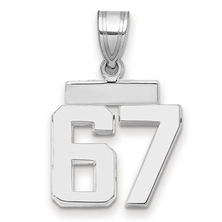 14k White Gold Small Polished Number 67 Pendant
