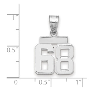 14k White Gold Small Polished Number 68 Pendant