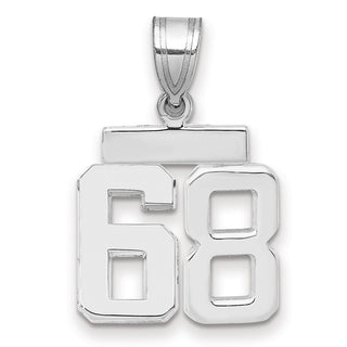 14k White Gold Small Polished Number 68 Pendant