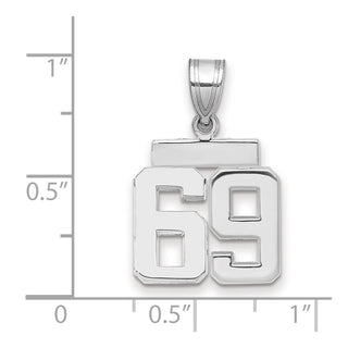 14k White Gold Small Polished Number 69 Pendant