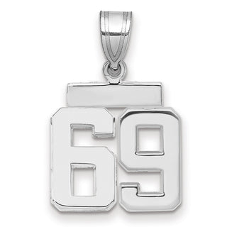 14k White Gold Small Polished Number 69 Pendant