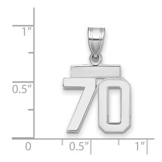 14k White Gold Small Polished Number 70 Pendant