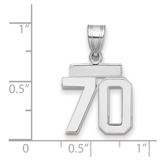 14k White Gold Small Polished Number 70 Charm