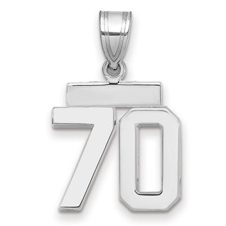 14k White Gold Small Polished Number 70 Pendant