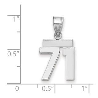 14k White Gold Small Polished Number 71 Pendant