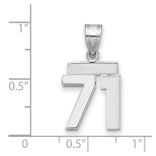 14k White Gold Small Polished Number 71 Pendant