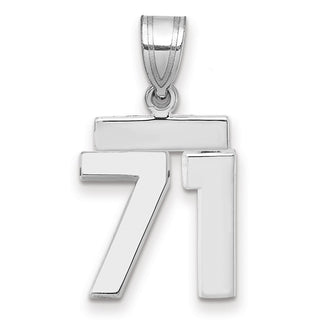 14k White Gold Small Polished Number 71 Pendant