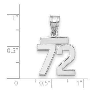 14k White Gold Small Polished Number 72 Pendant
