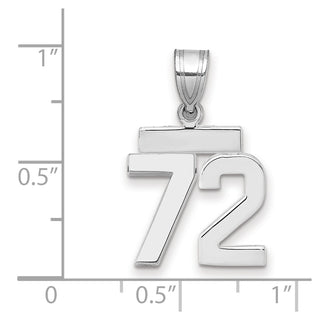 14k White Gold Small Polished Number 72 Charm