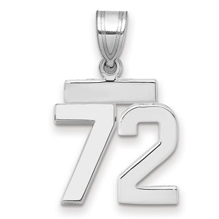 14k White Gold Small Polished Number 72 Pendant