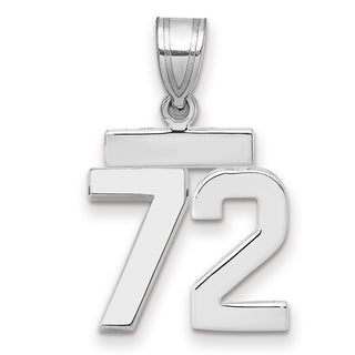 14k White Gold Small Polished Number 72 Charm