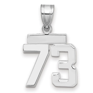 14k White Gold Small Polished Number 73 Pendant