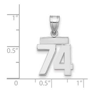 14k White Gold Small Polished Number 74 Pendant