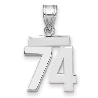 14k White Gold Small Polished Number 74 Pendant