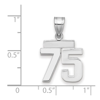 14k White Gold Small Polished Number 75 Pendant