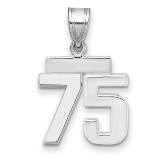 14k White Gold Small Polished Number 75 Pendant