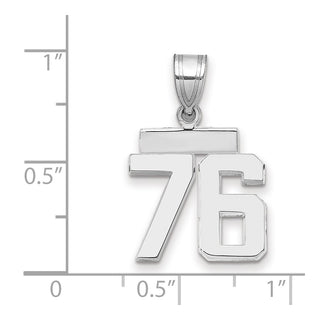14k White Gold Small Polished Number 76 Pendant