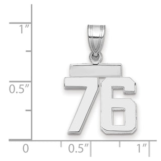 14k White Gold Small Polished Number 76 Charm