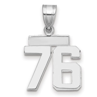 14k White Gold Small Polished Number 76 Pendant