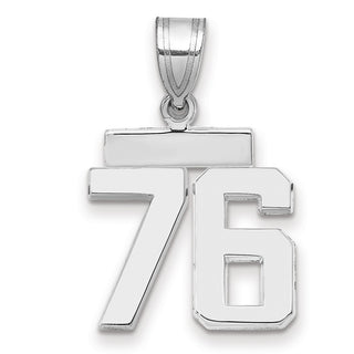 14k White Gold Small Polished Number 76 Charm