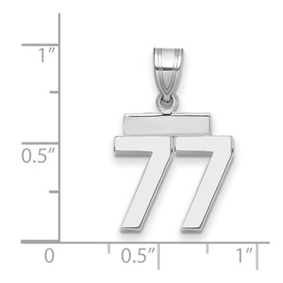 14k White Gold Small Polished Number 77 Pendant