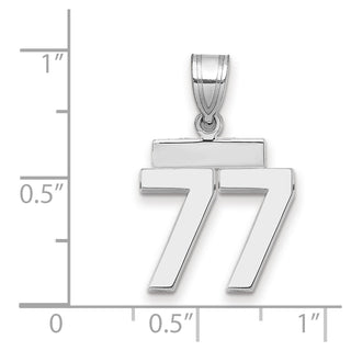 14k White Gold Small Polished Number 77 Pendant
