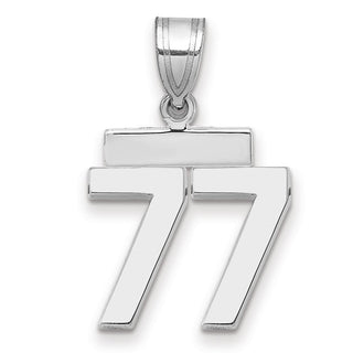 14k White Gold Small Polished Number 77 Pendant
