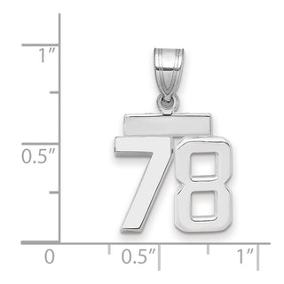14k White Gold Small Polished Number 78 Pendant