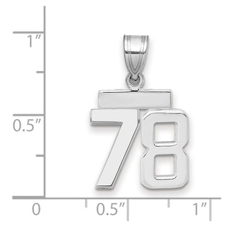 14k White Gold Small Polished Number 78 Pendant