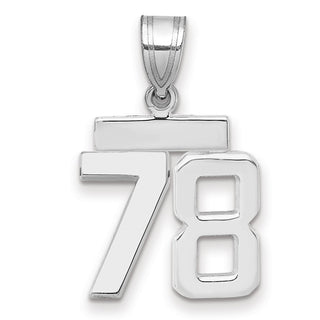14k White Gold Small Polished Number 78 Pendant