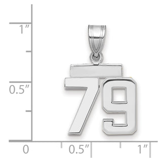 14k White Gold Small Polished Number 79 Pendant