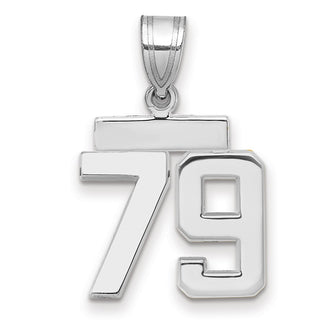 14k White Gold Small Polished Number 79 Pendant