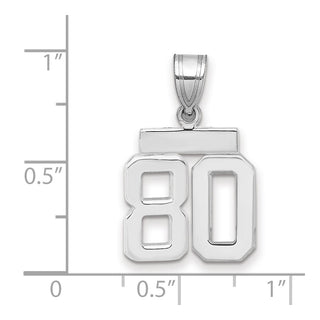 14k White Gold Small Polished Number 80 Pendant