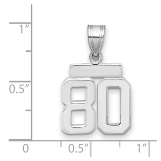 14k White Gold Small Polished Number 80 Charm