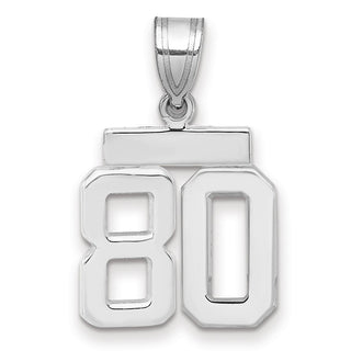 14k White Gold Small Polished Number 80 Pendant