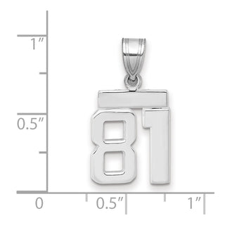 14k White Gold Small Polished Number 81 Pendant