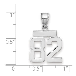 14k White Gold Small Polished Number 82 Pendant