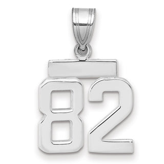 14k White Gold Small Polished Number 82 Pendant