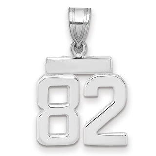 14k White Gold Small Polished Number 82 Charm