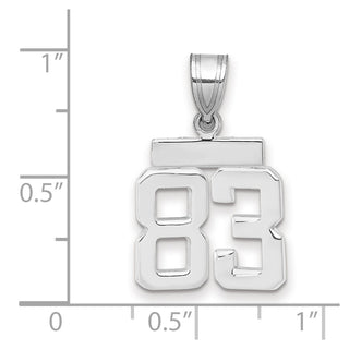 14k White Gold Small Polished Number 83 Pendant