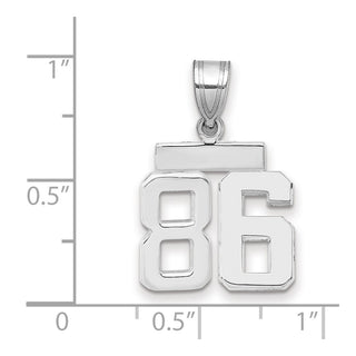 14k White Gold Small Polished Number 86 Pendant