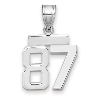 14k White Gold Small Polished Number 87 Pendant