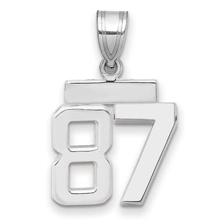 14k White Gold Small Polished Number 87 Charm
