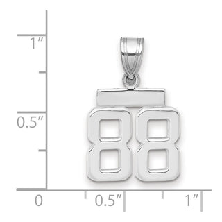 14k White Gold Small Polished Number 88 Pendant